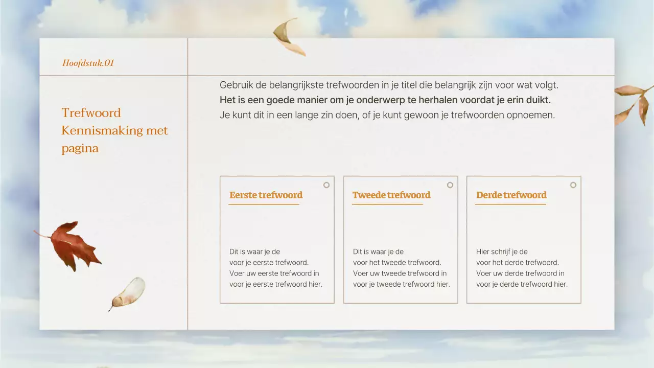 Merkintroductie met een oranje, natuurlijke herfstachtergrond