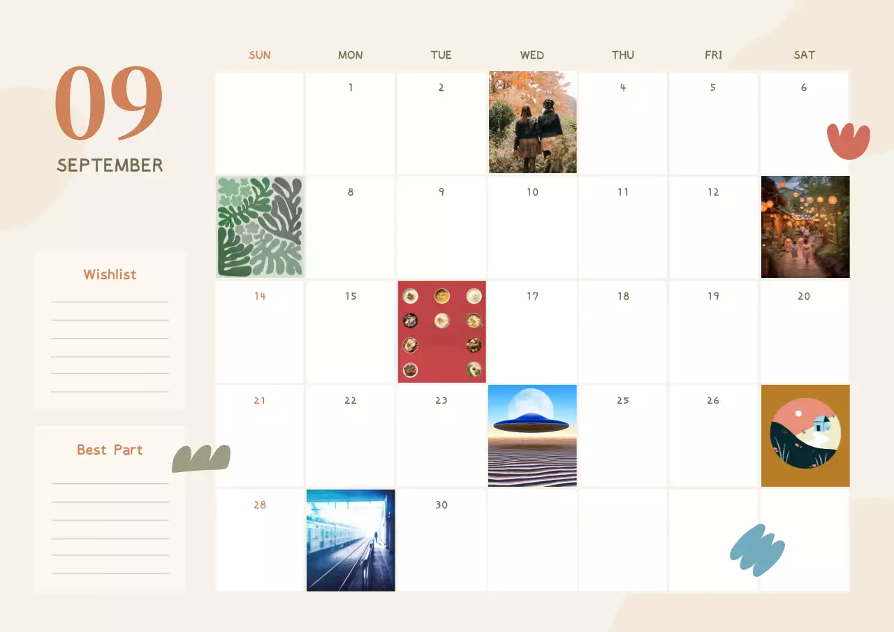 ベージュ シンプル カレンダー 予定表 ポスター