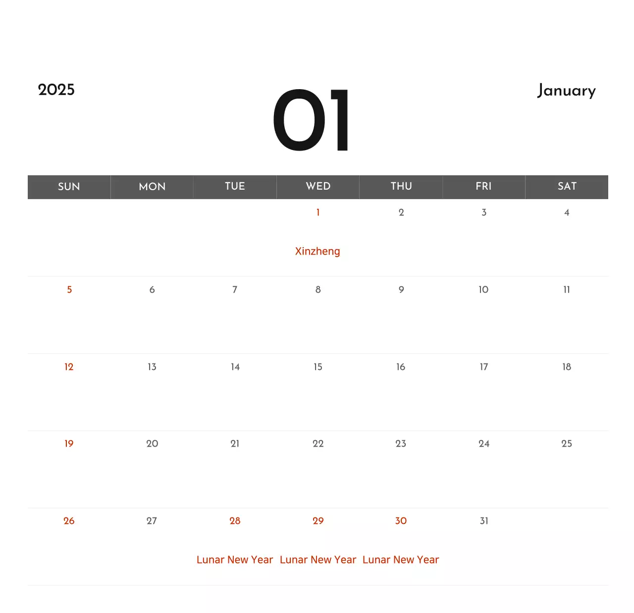 Lịch công ty đơn giản màu xám