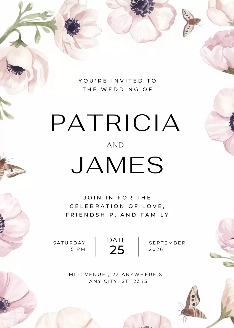 lời mời đám cưới màu trắng thanh lịch