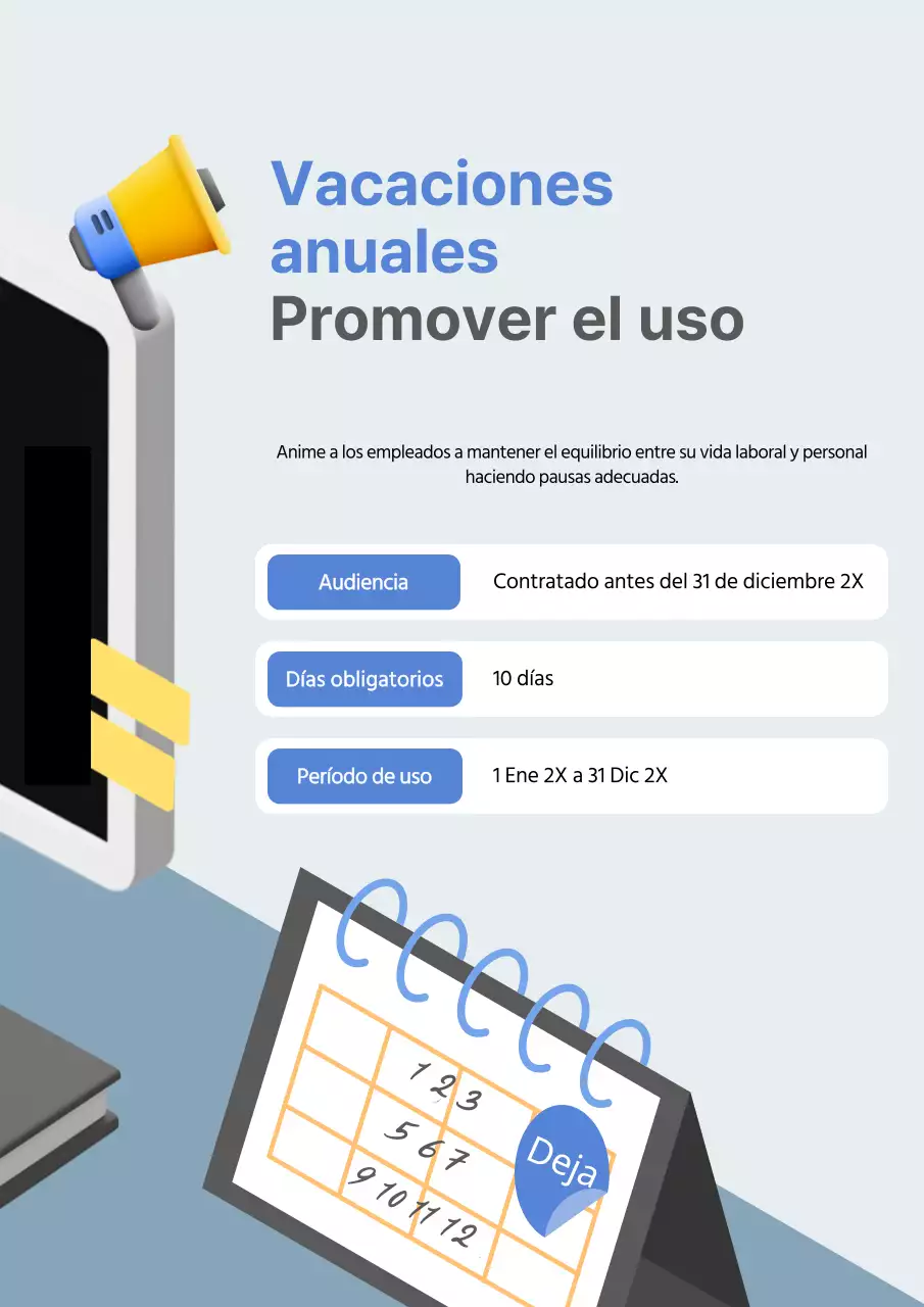 Acerca de las vacaciones anuales Blue Modern