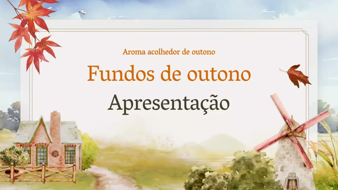 Apresentação da marca com um fundo laranja e natural de outono