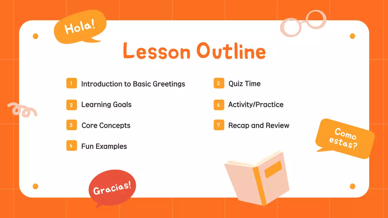 Orange Simple Spanish Class Guide Presentation