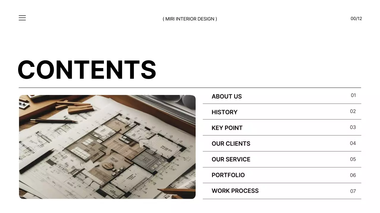 흑백의 모던한 사무실 인테리어 브랜드 소개서