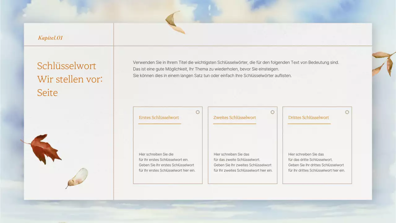 Markeneinführung mit einem orangefarbenen, natürlichen Herbsthintergrund