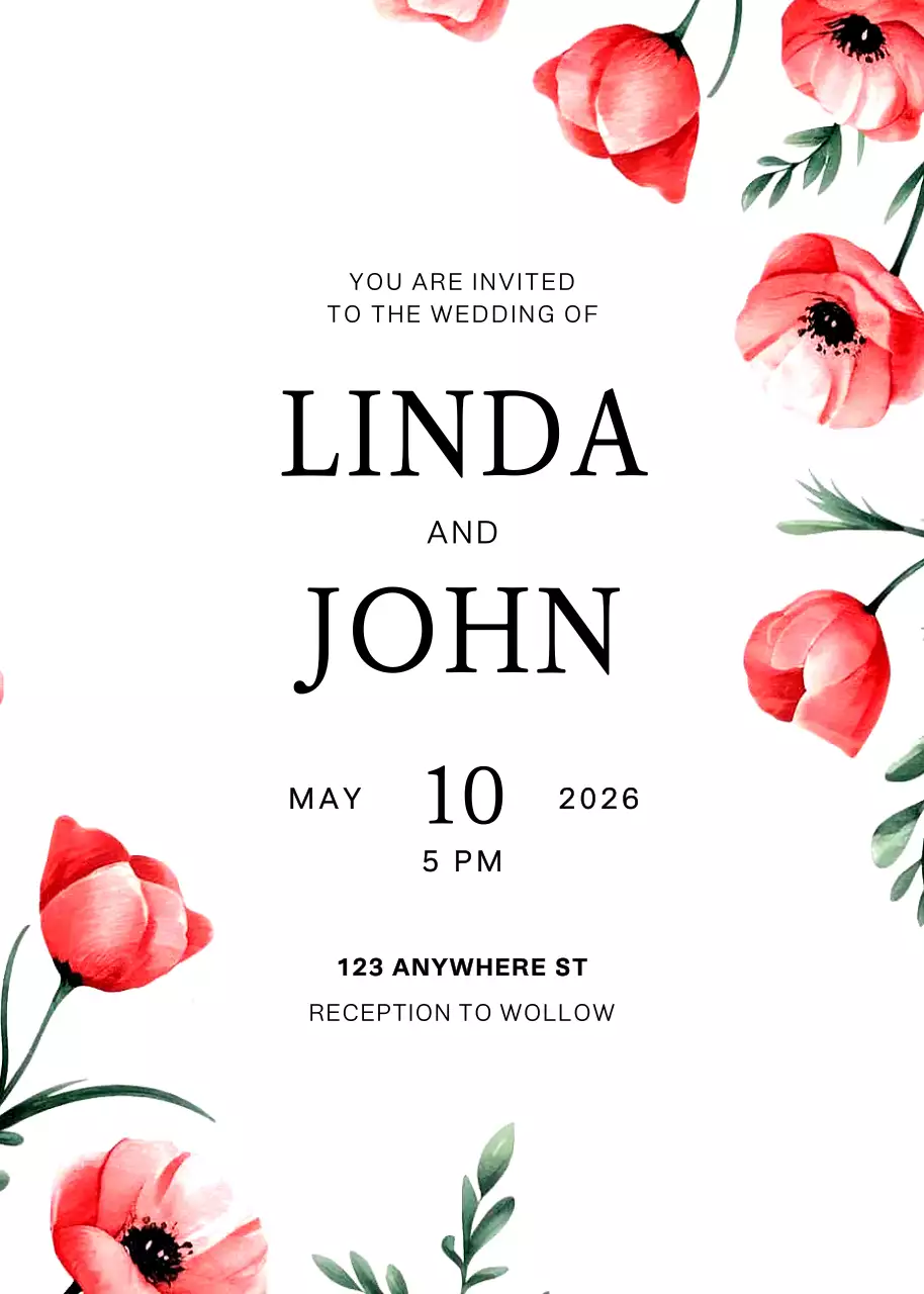 Undangan Pernikahan Bunga Merah