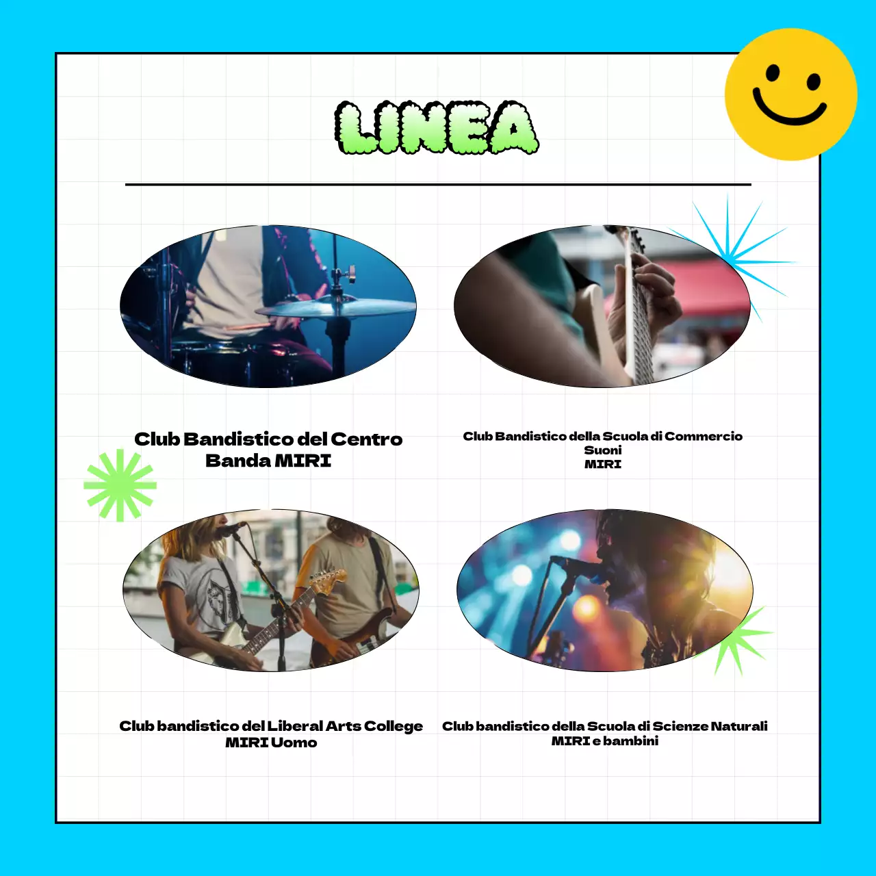 Promuovere concerti retrò di colore azzurro