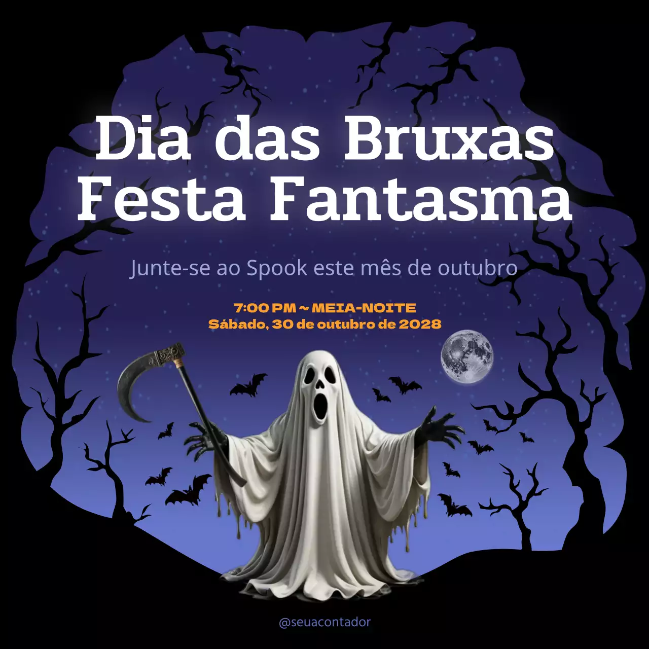 anúncio de evento de Halloween gótico púrpura