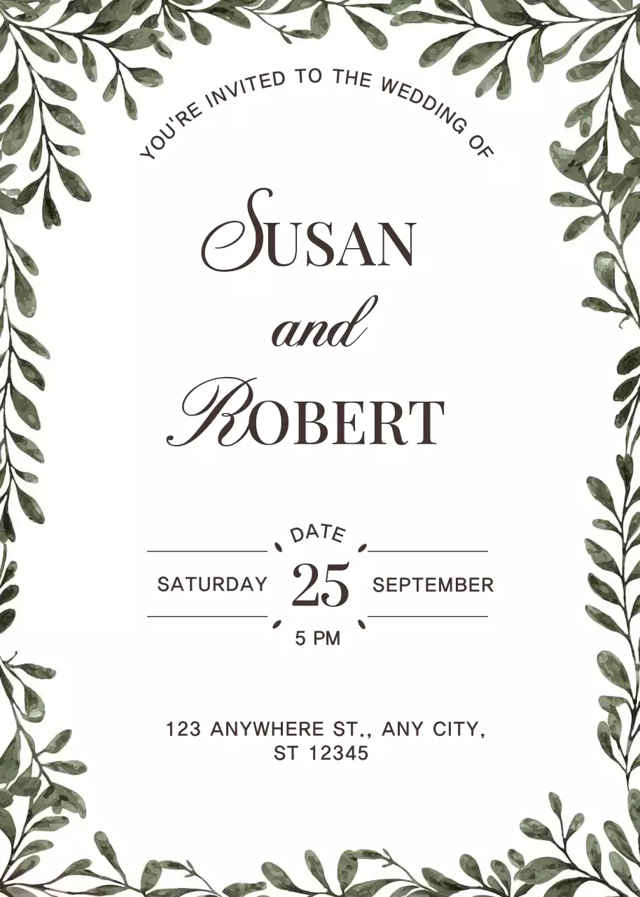 Thiệp cưới màu xanh lá cây thanh lịch