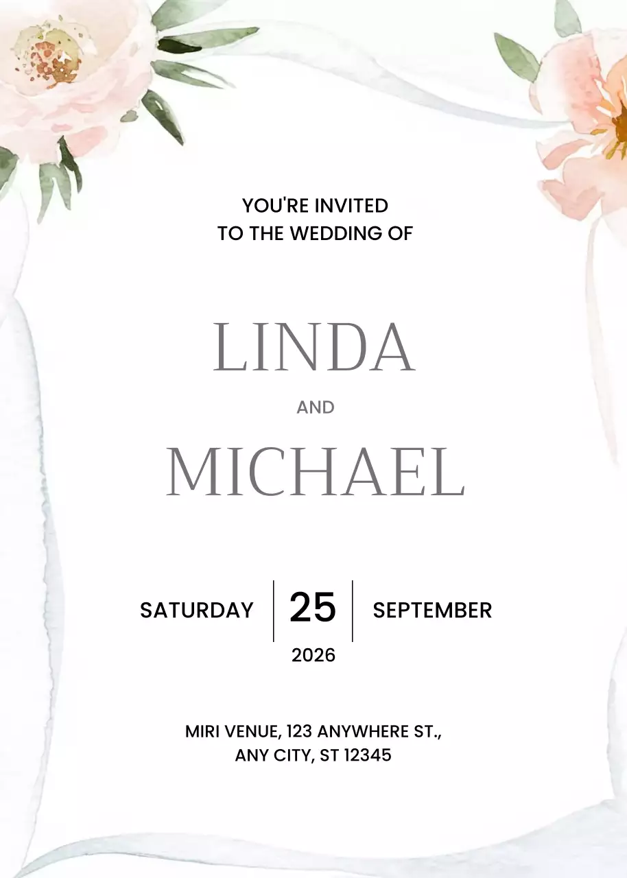 Convite de casamento branco e elegante