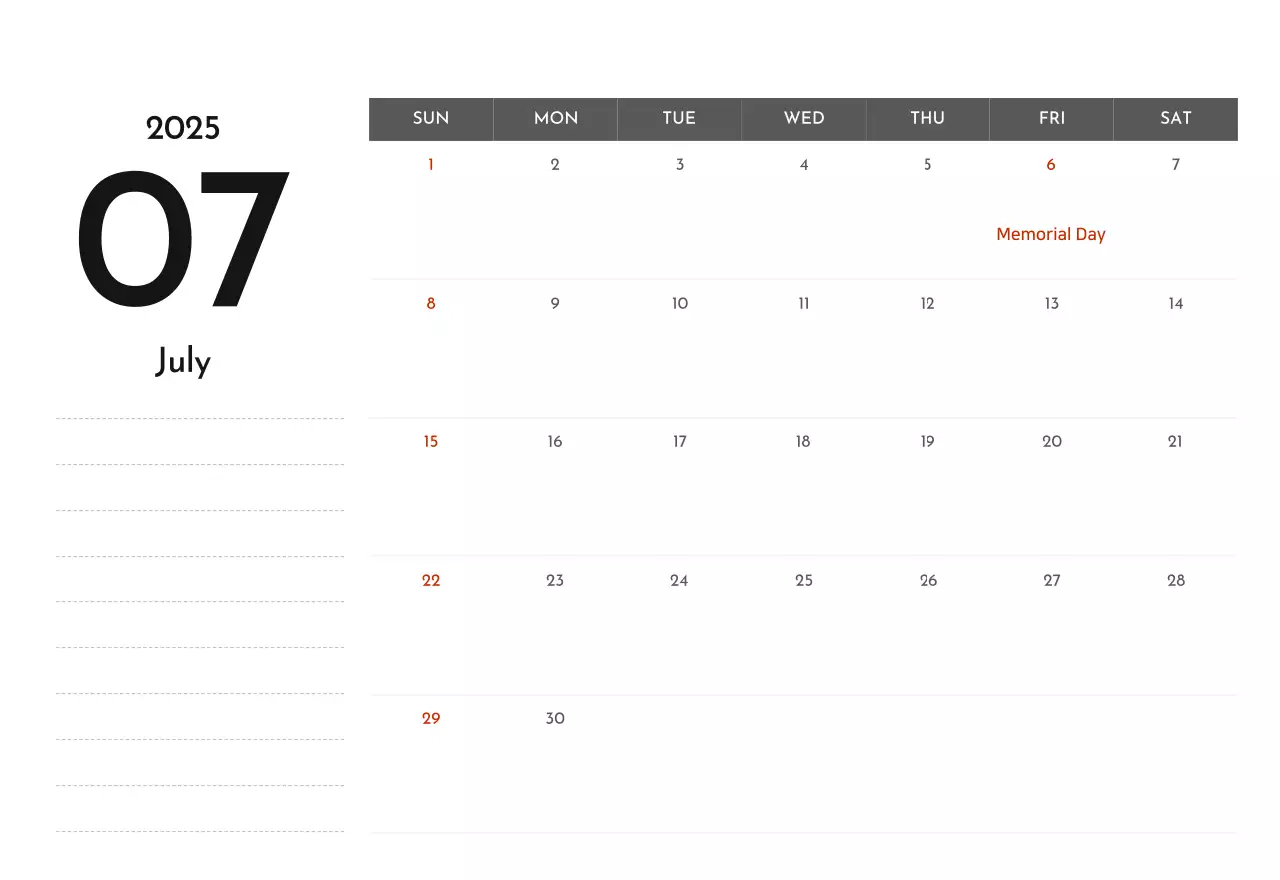 A simple corporate calendar in gray