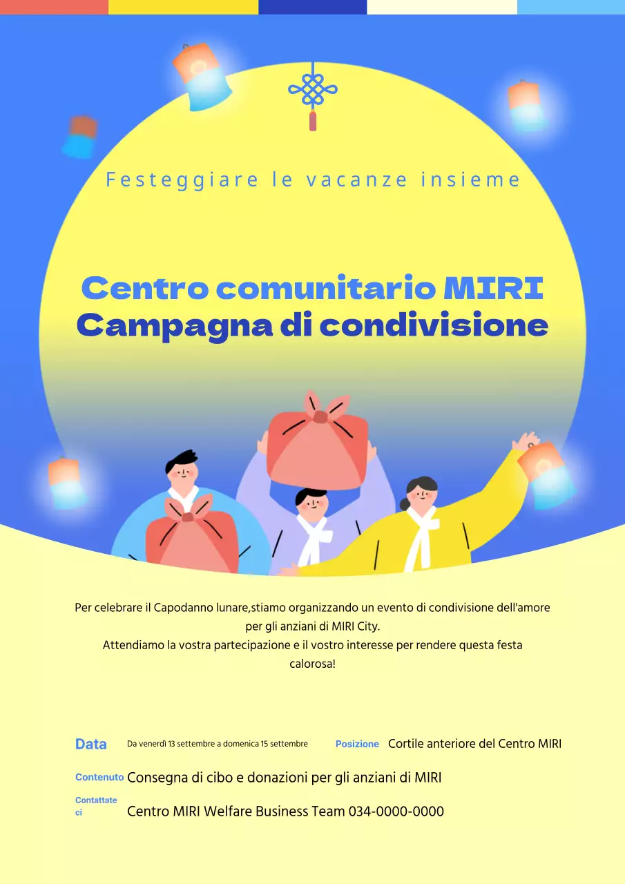 Campagna festiva coreana in blu e giallo