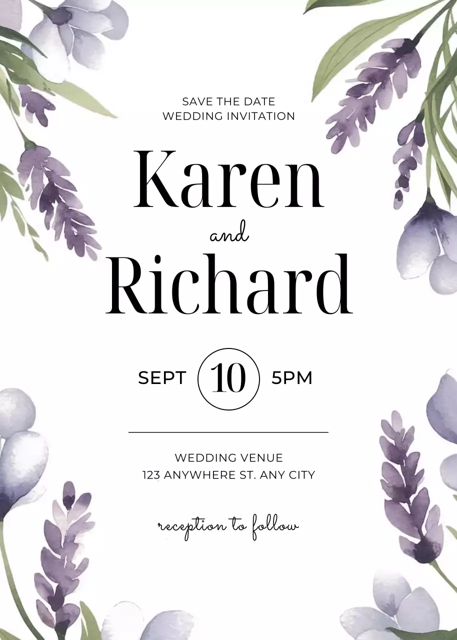 undangan pernikahan elegan berwarna ungu