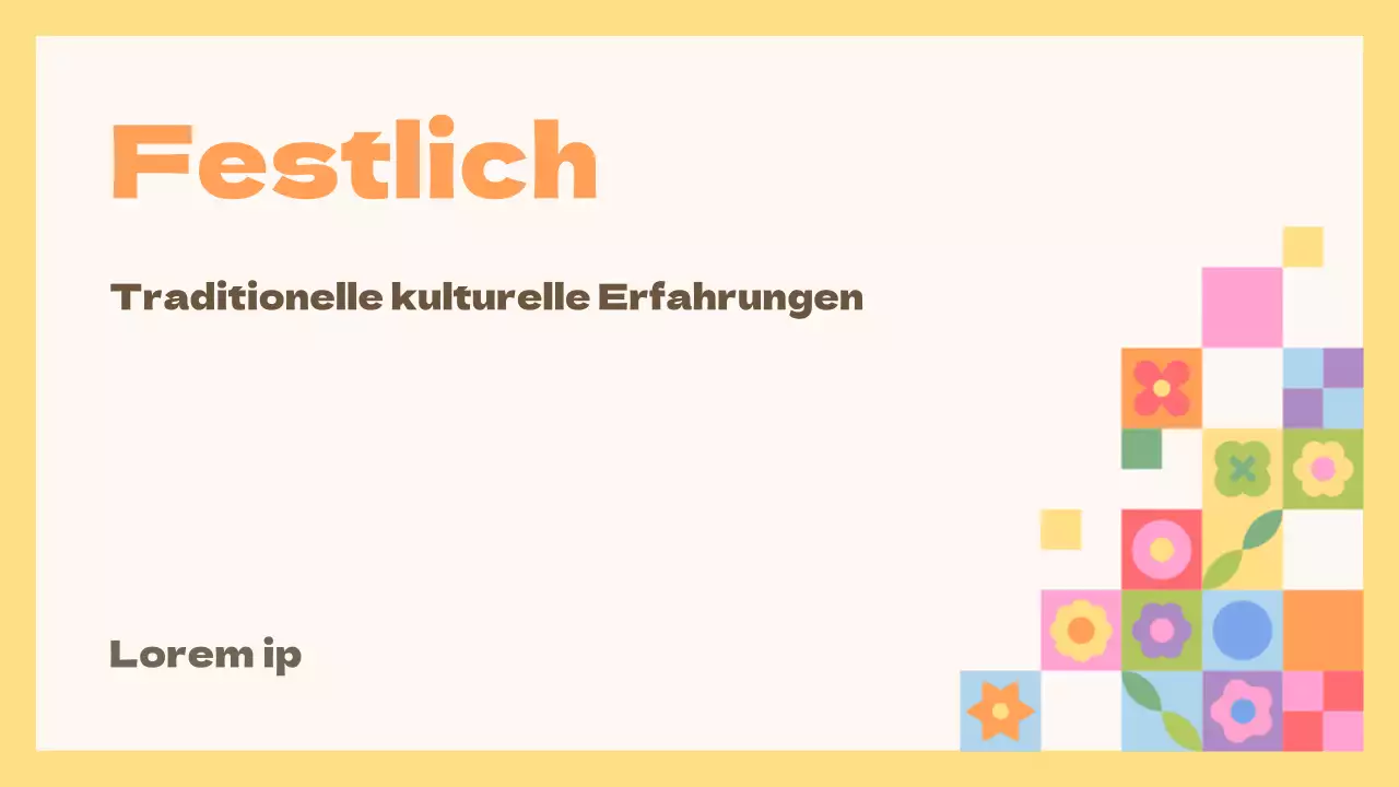 Gelber und oranger Führer für traditionelle kulturelle Erfahrungen