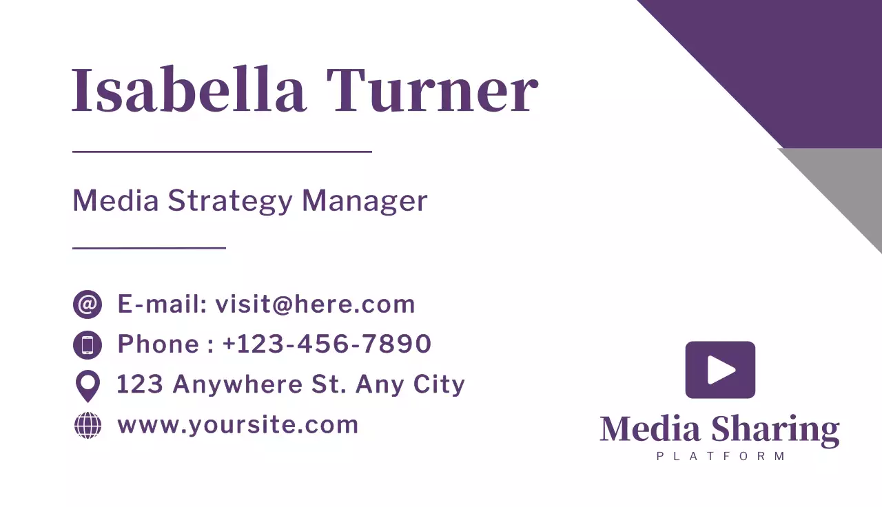 Purple Professional Media Business Card