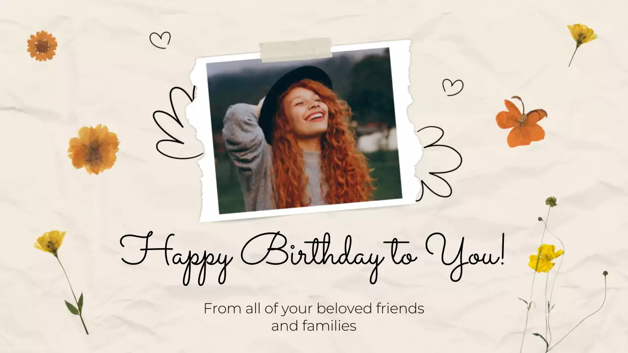 베이지 빈티지 생일 카드 프레젠테이션