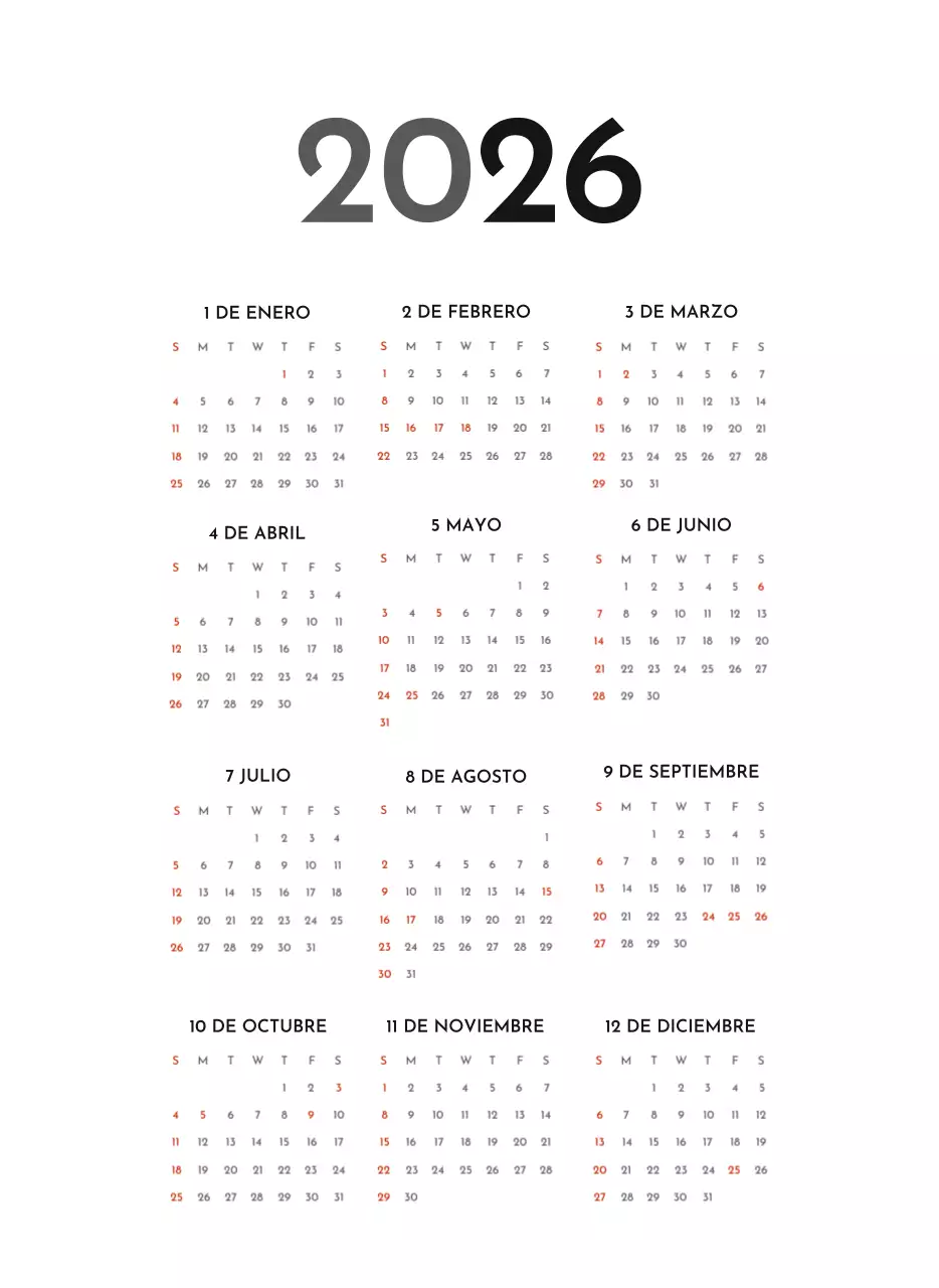 Un sencillo calendario corporativo en gris