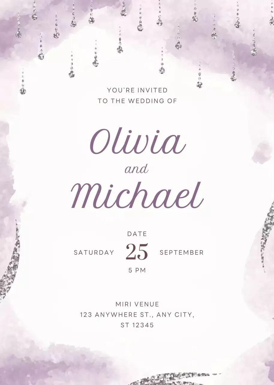 Thiệp cưới màu tím thanh lịch