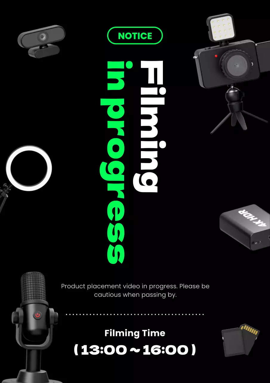 Black Modern Filming Notice Poster