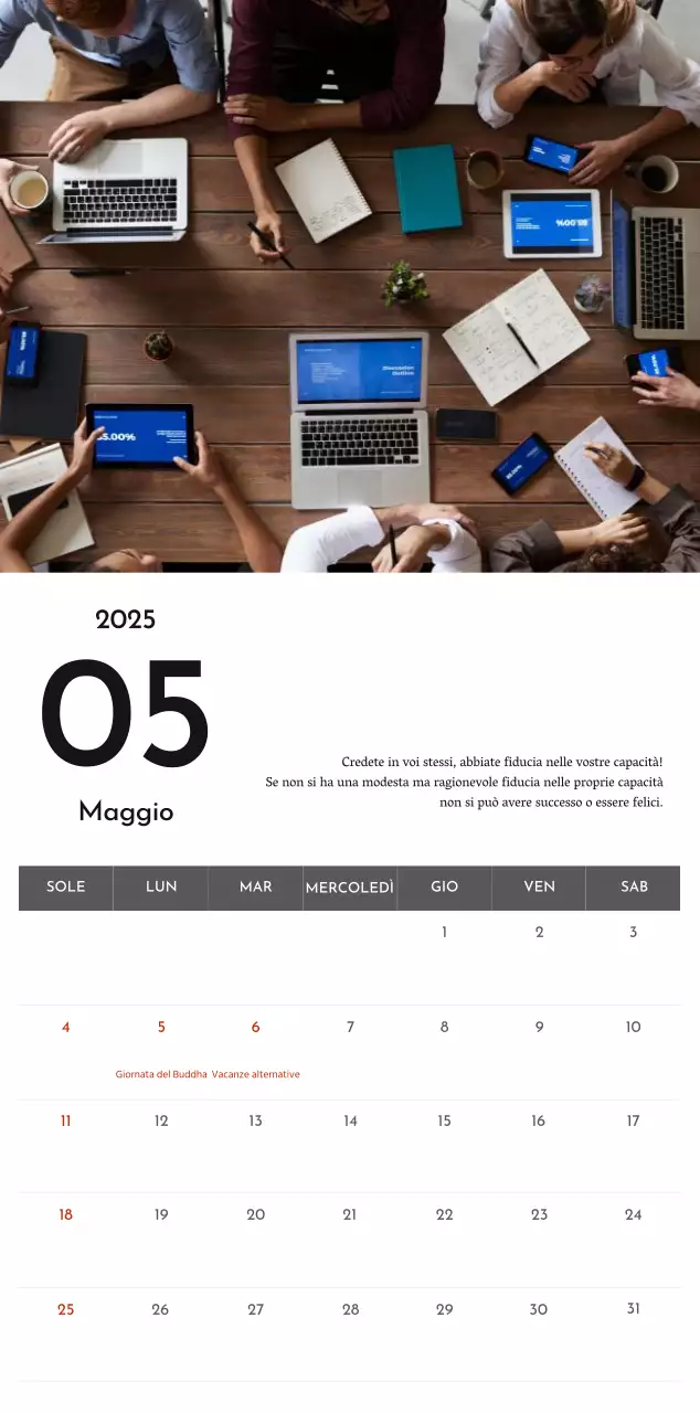Un semplice calendario aziendale in grigio
