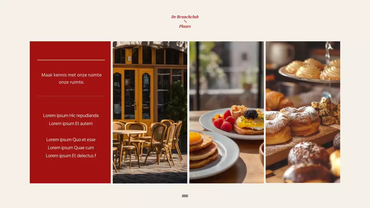 Een gids voor een modern brunchrestaurant in rood