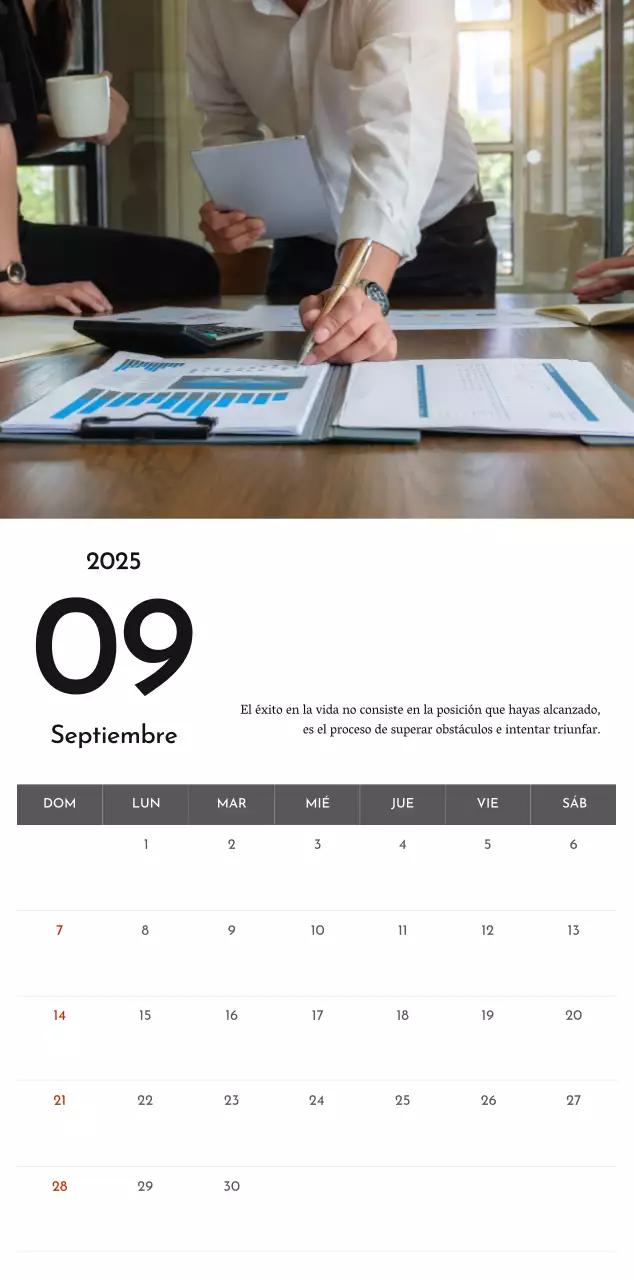 Un sencillo calendario corporativo en gris