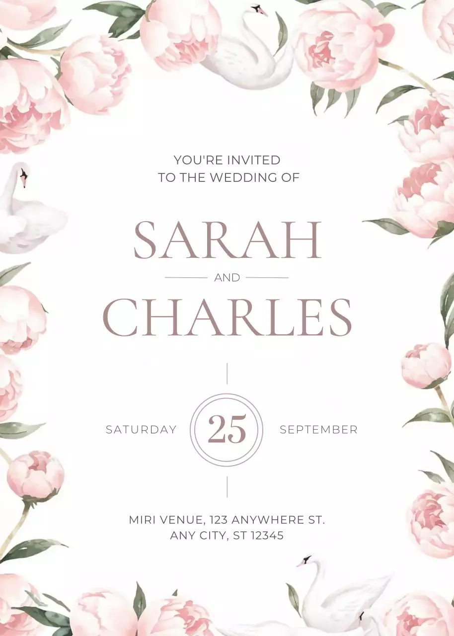 lời mời đám cưới màu hồng thanh lịch