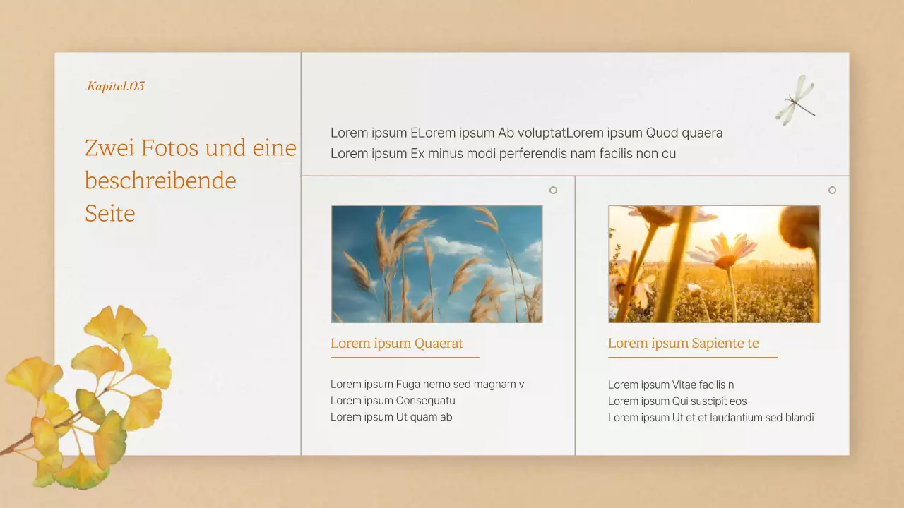 Markeneinführung mit einem orangefarbenen, natürlichen Herbsthintergrund