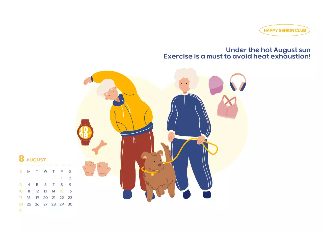 Business calendar with cute illustrations