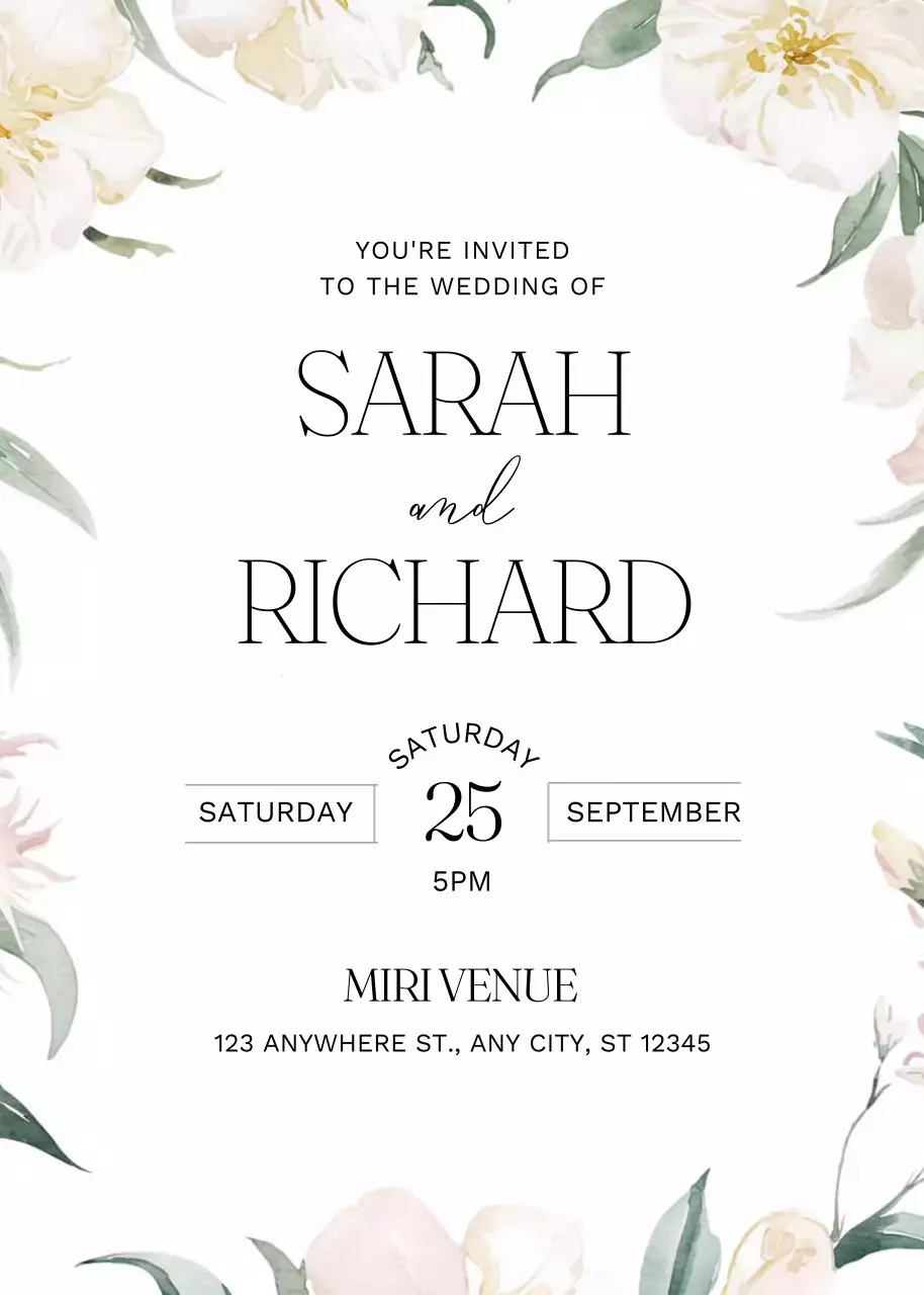 Thiệp cưới màu trắng thanh lịch