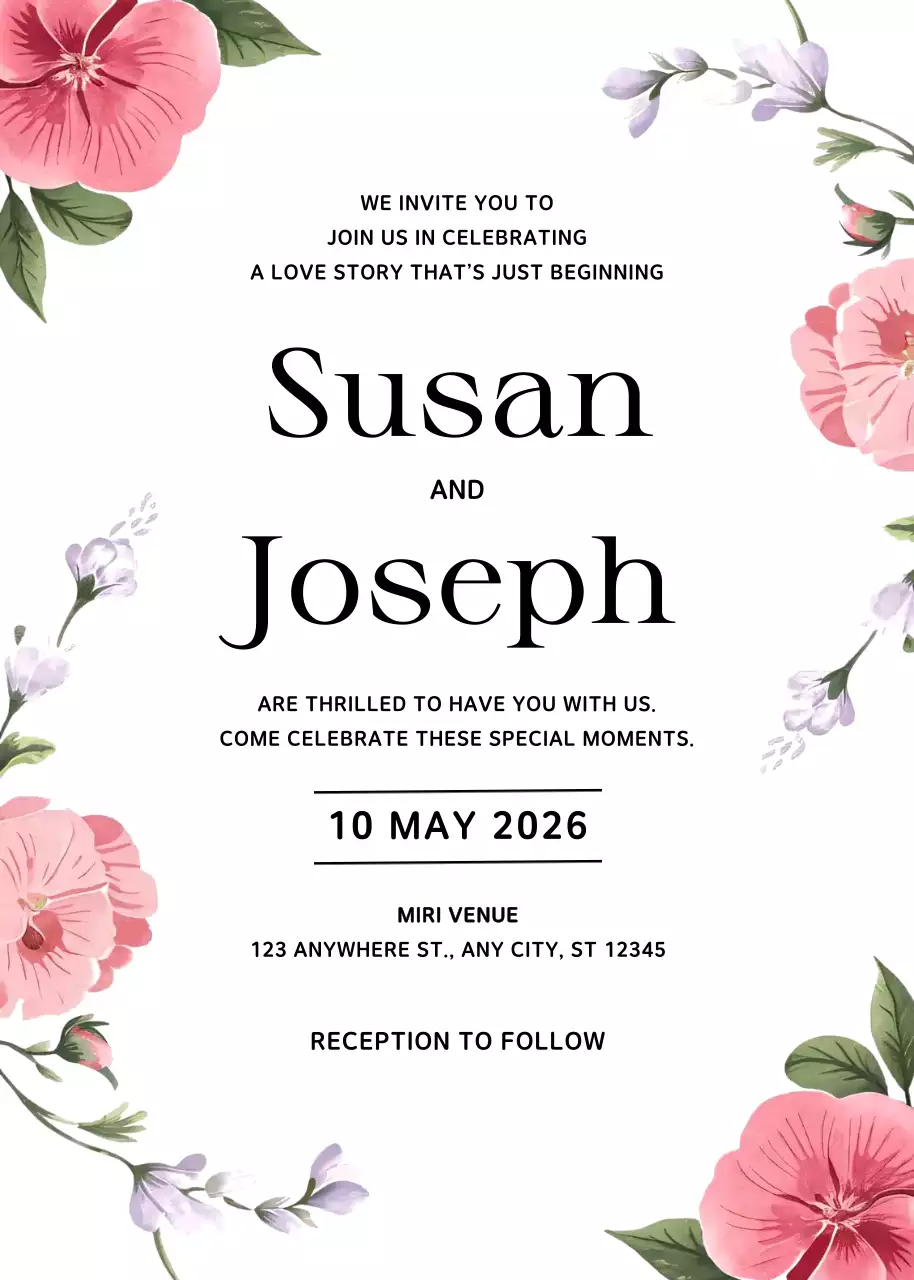 Thiệp cưới màu hồng thanh lịch