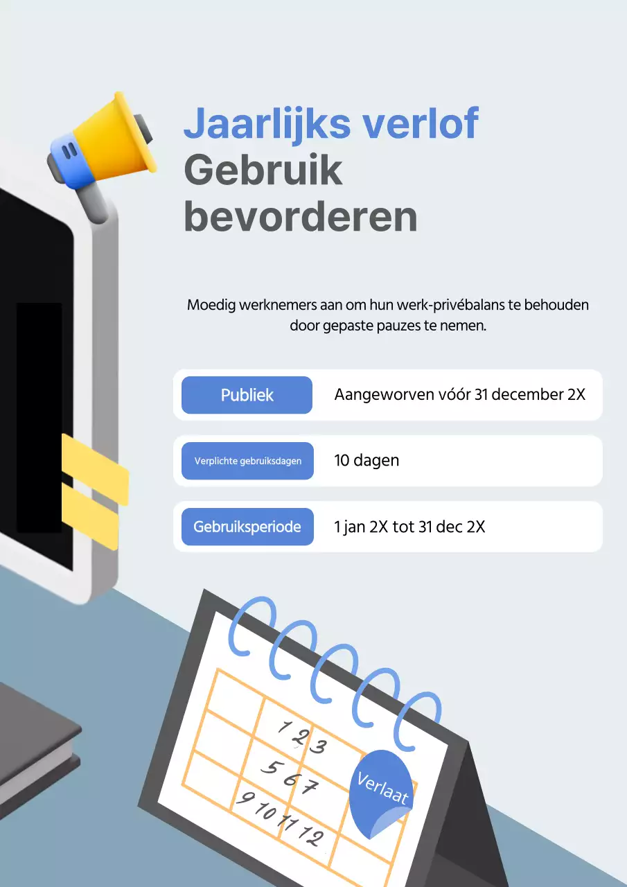 Over Blue Modern Jaarlijks Verlof
