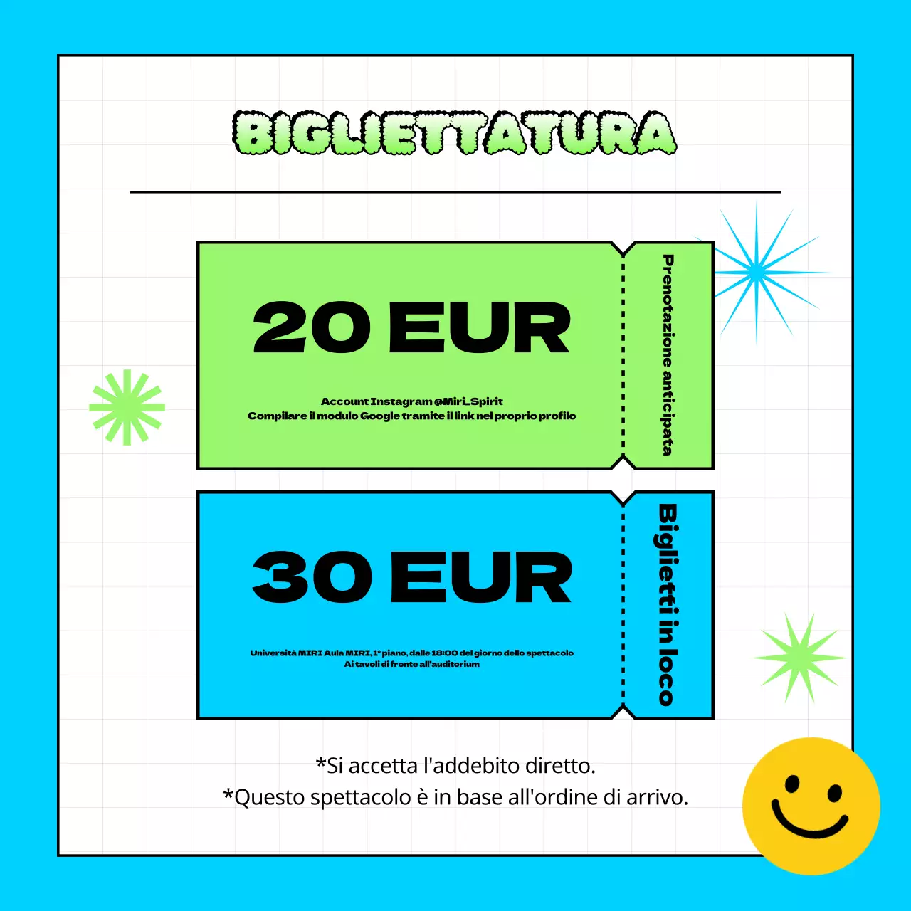 Promuovere concerti retrò di colore azzurro