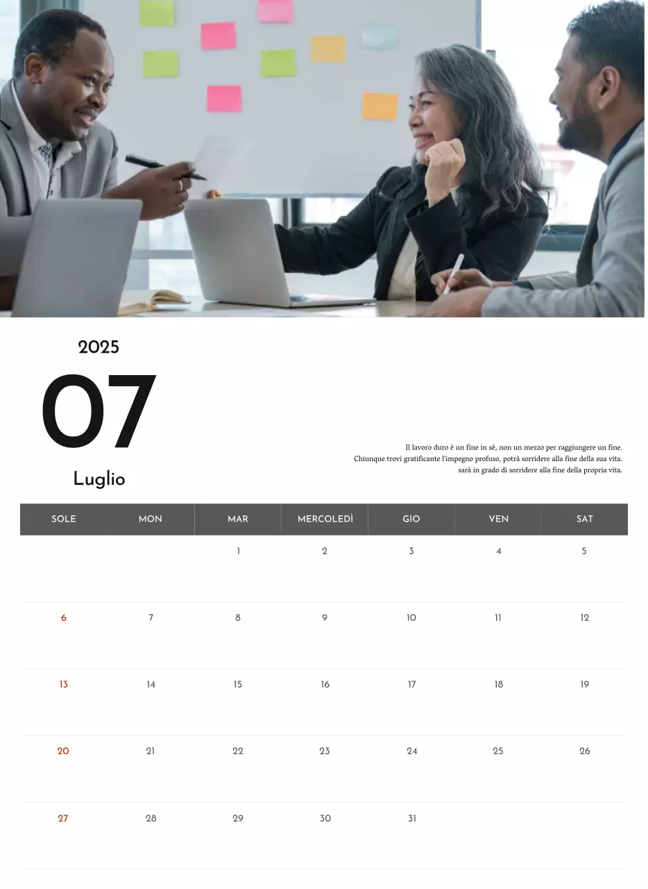 Un semplice calendario aziendale in grigio