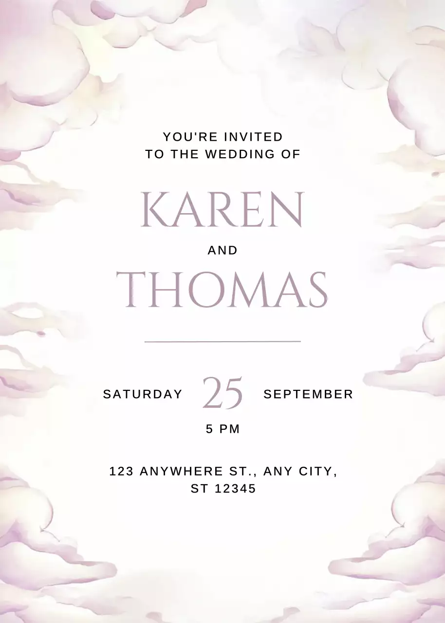 Thiệp cưới màu hồng thanh lịch