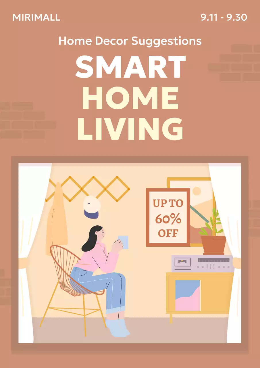 Promoting a brown, cozy home decorating exhibition