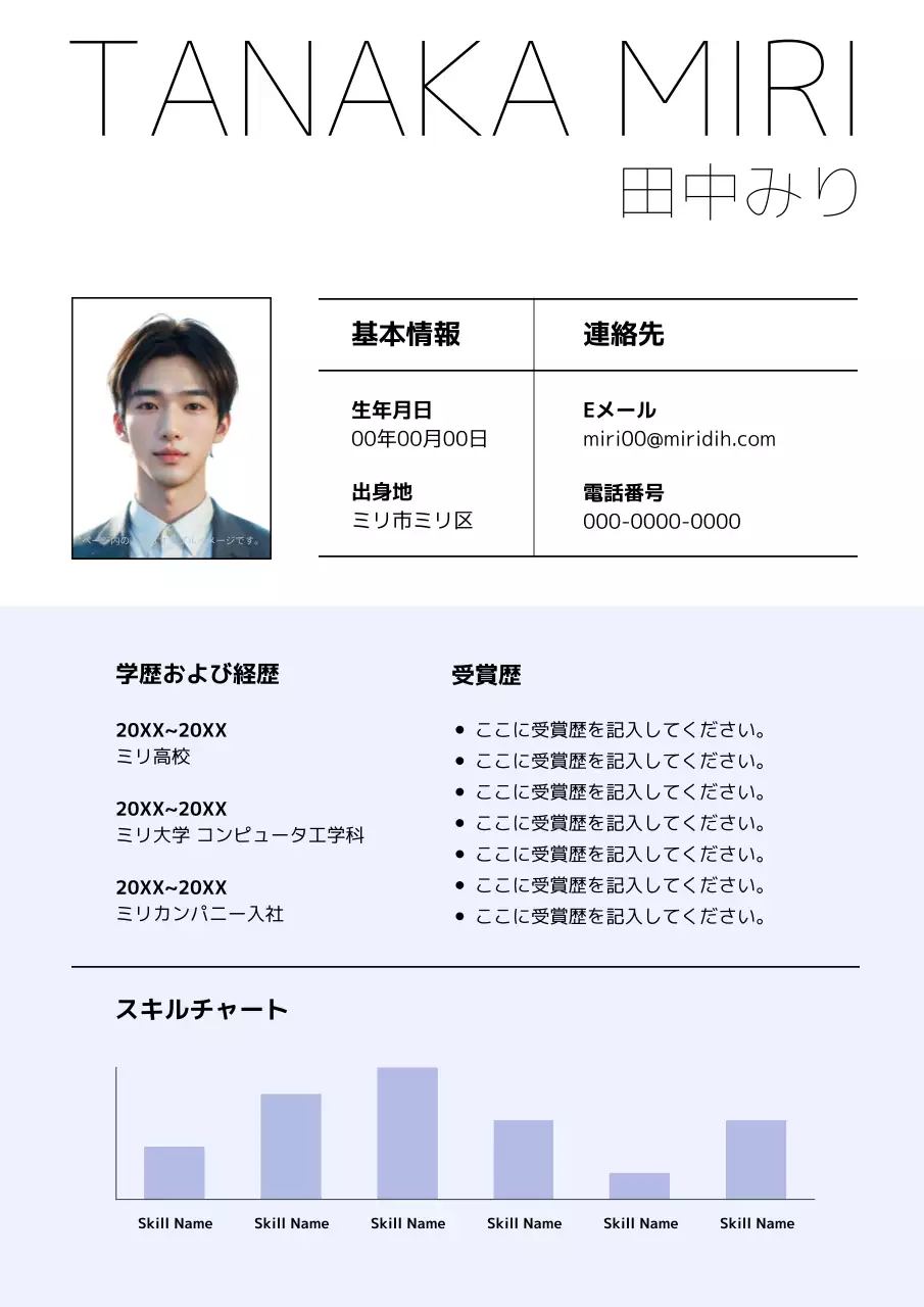 白 シンプル 履歴書 プロフィール 文書フォーム