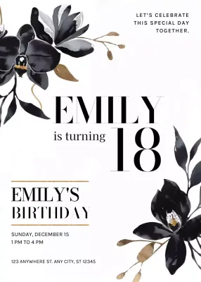 Black Elegant Birthday Invitation Poster