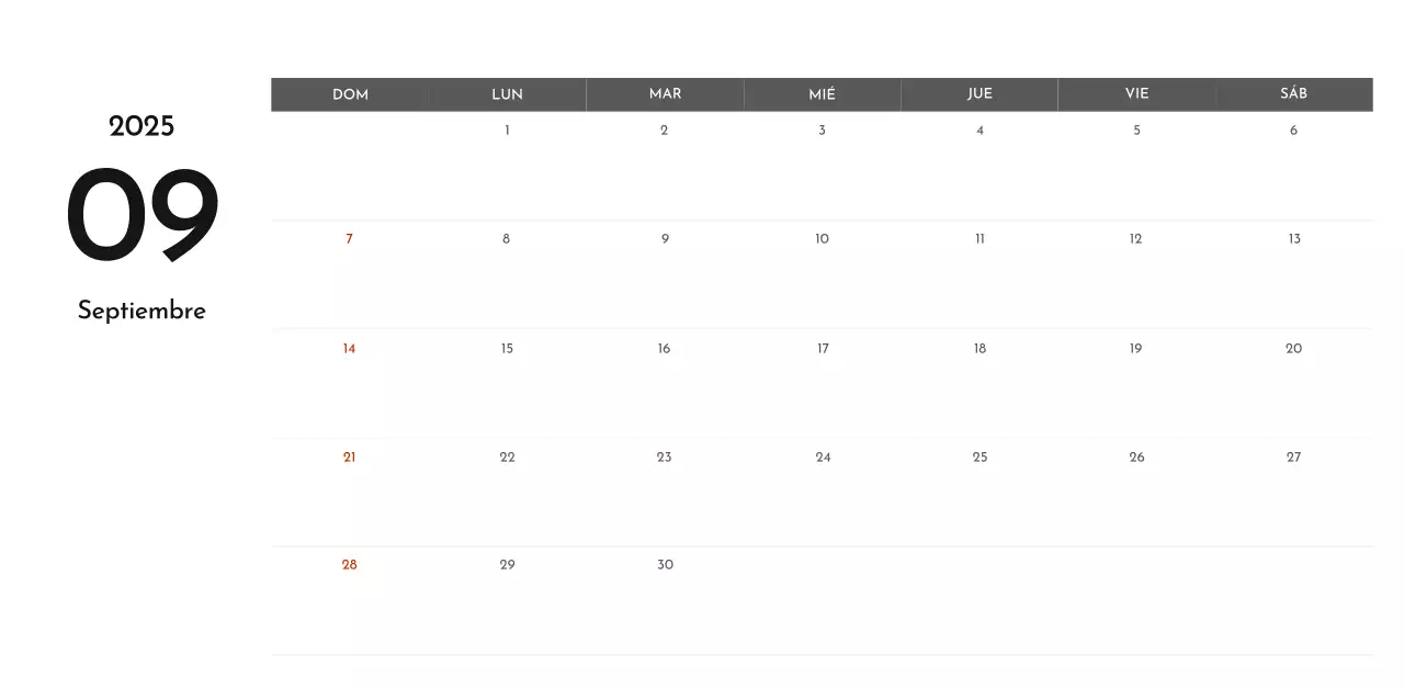 Un sencillo calendario corporativo en gris