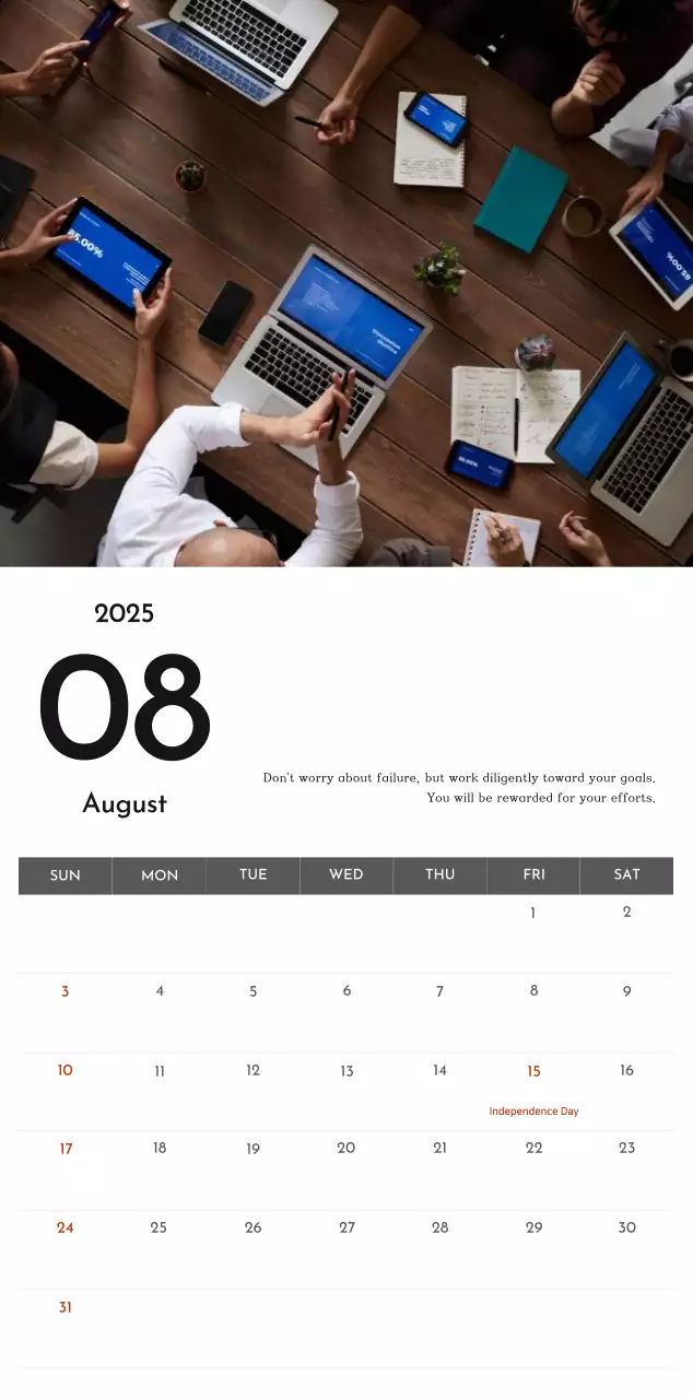 A simple corporate calendar in gray