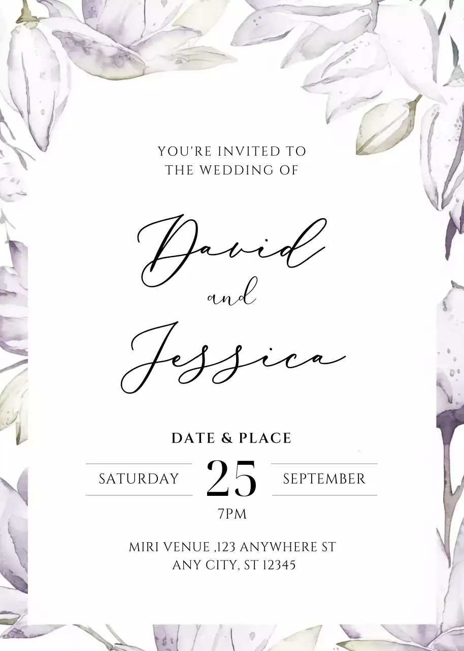 lời mời đám cưới màu trắng thanh lịch