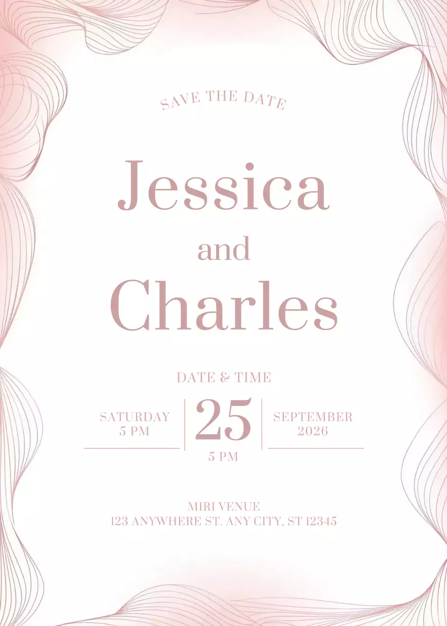 lời mời đám cưới màu hồng thanh lịch