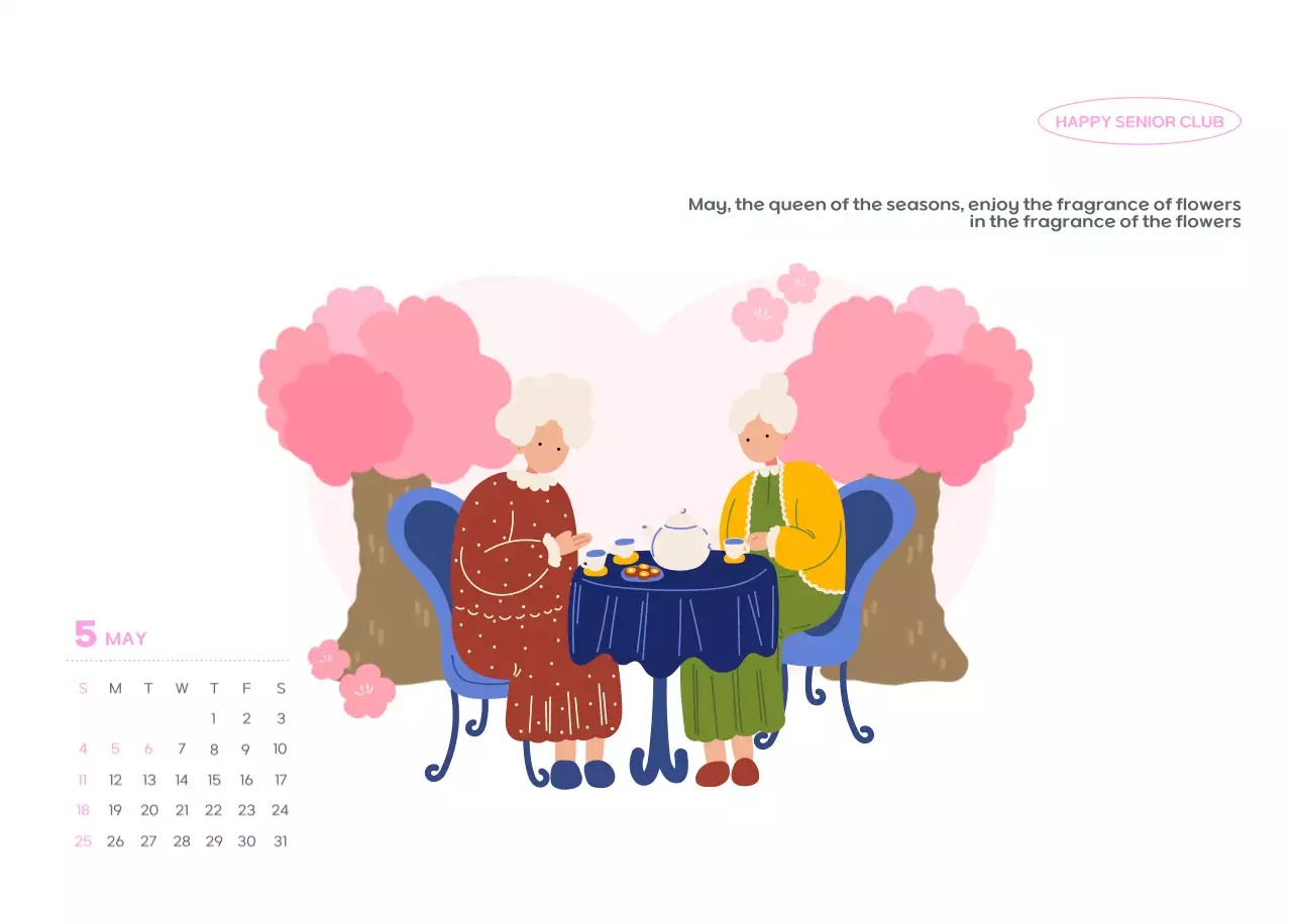 Business calendar with cute illustrations