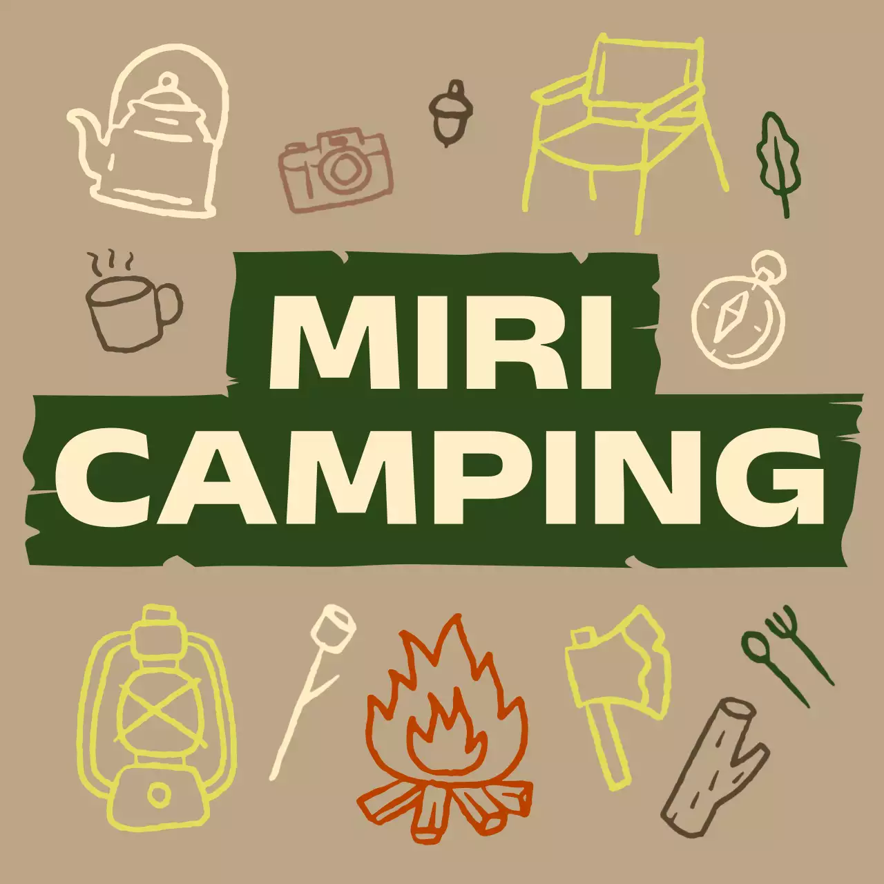 베이지 심플 캠핑 로고
