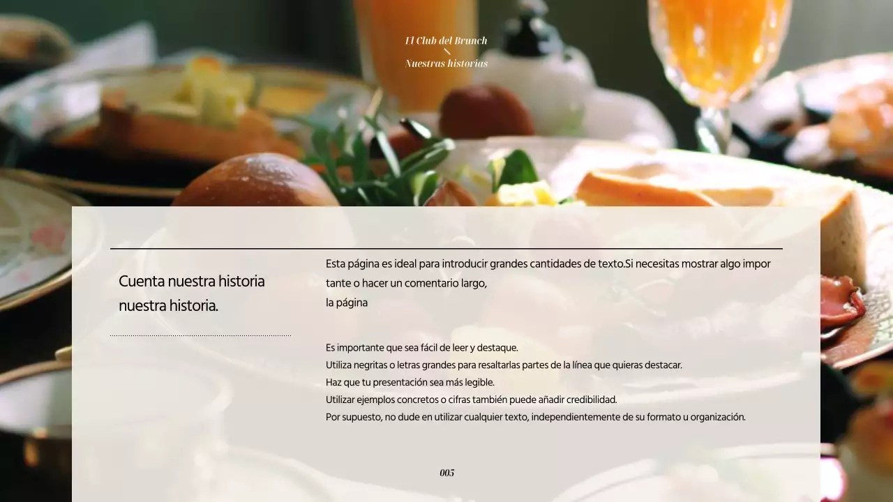 Guía de un moderno restaurante de brunch en rojo
