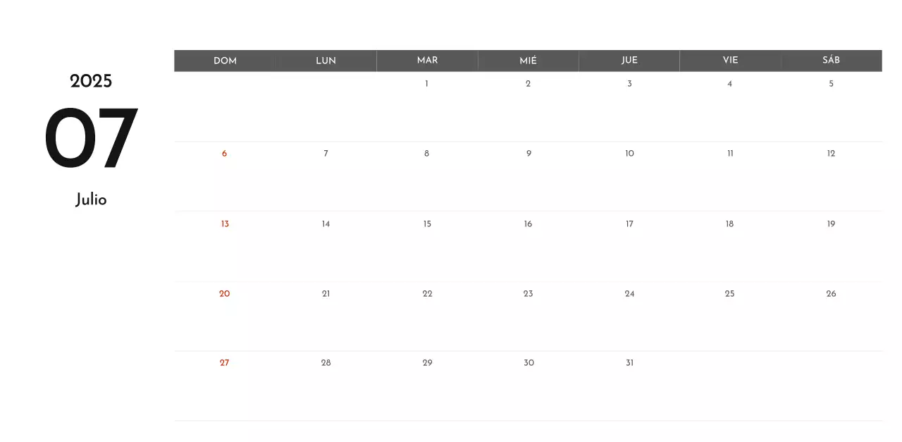 Un sencillo calendario corporativo en gris