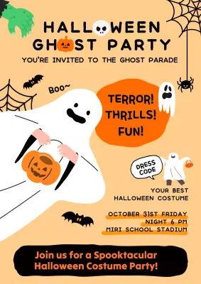 Orange Playful Halloween Invitation Poster