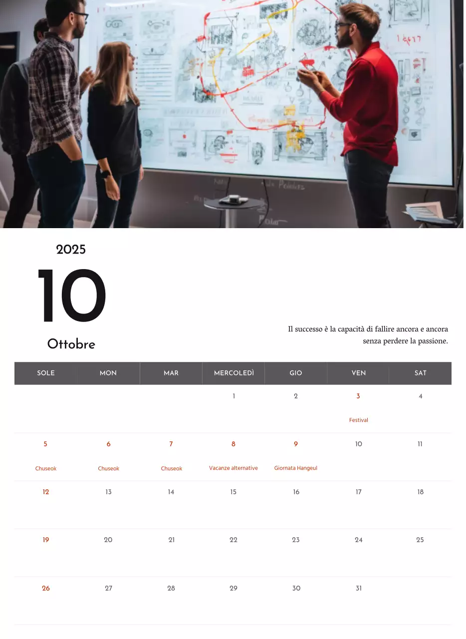 Un semplice calendario aziendale in grigio