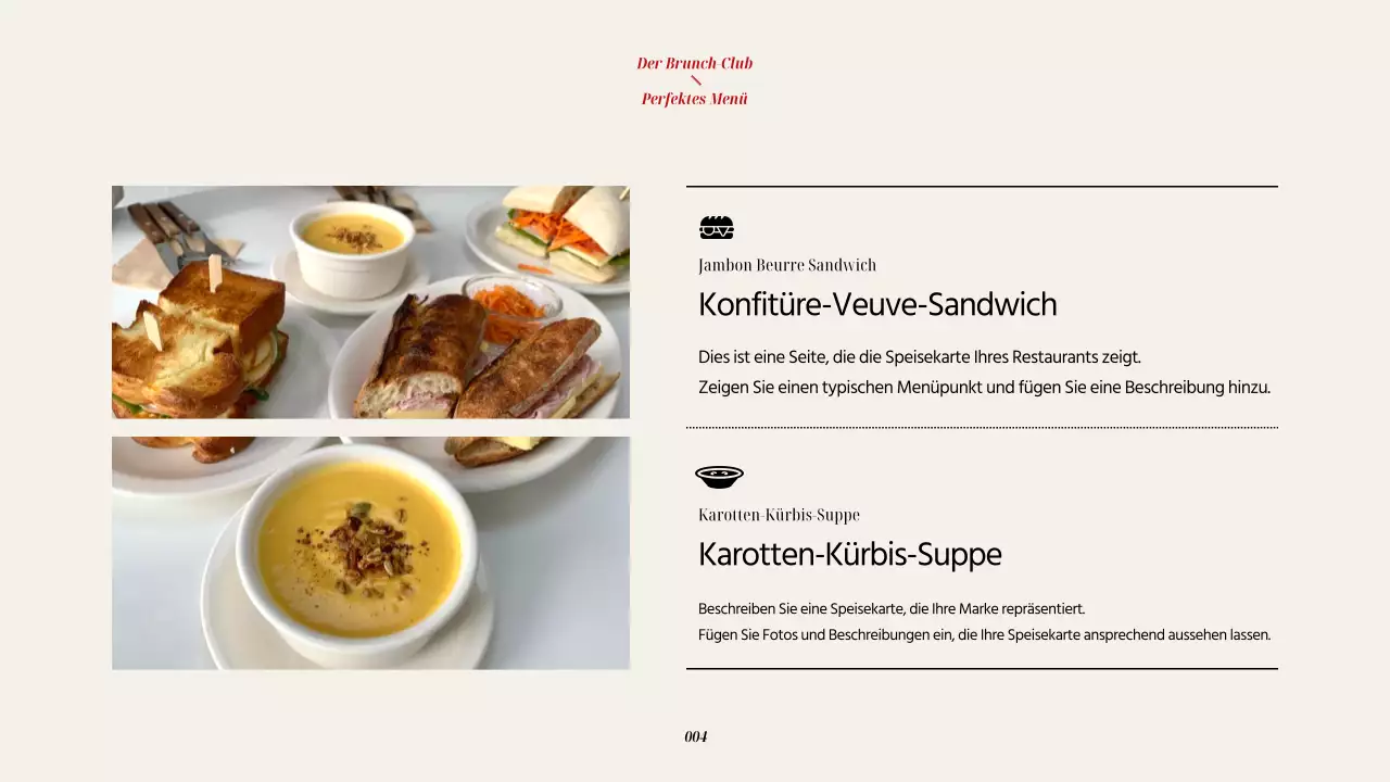 Ein Leitfaden für ein modernes Brunch-Restaurant in Rot