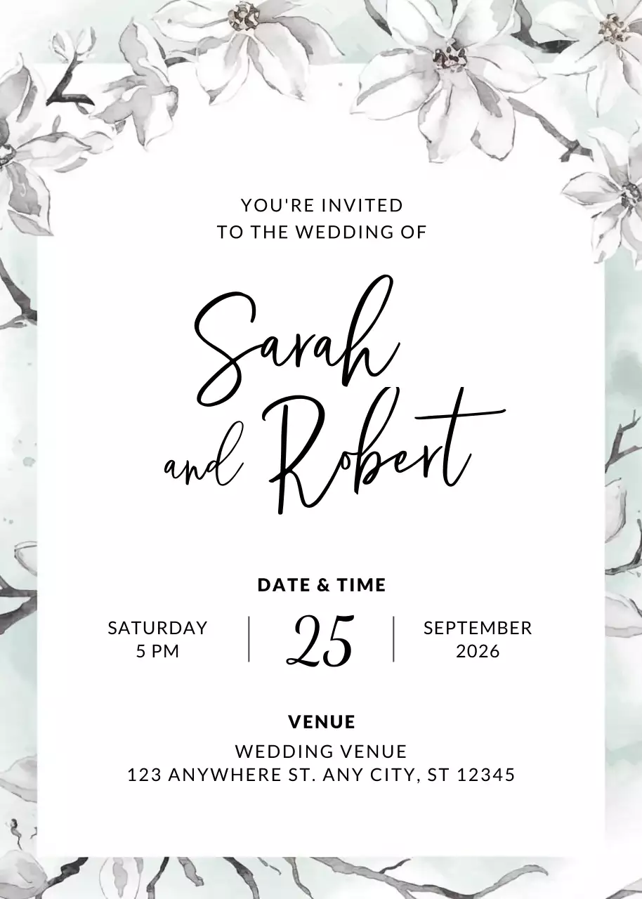 convite de casamento branco e elegante